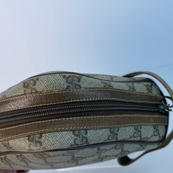 GUCCI Vintage GG Web PVC Canvas Leather Brown Clutch Toiletry Bag - Picture 5 of 12